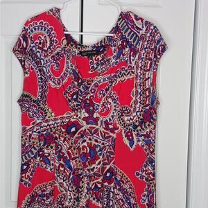 Jones New York Paisley Print V Neck Maxi Dress Sz 16